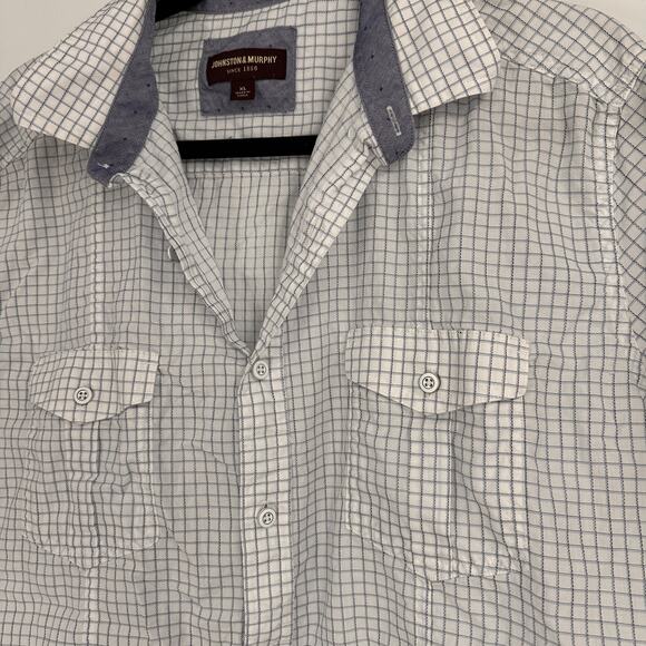 Johnston & Murphy Plaid Short Sleeve Button Up Shirt Size XL - Picture 6 of 6
